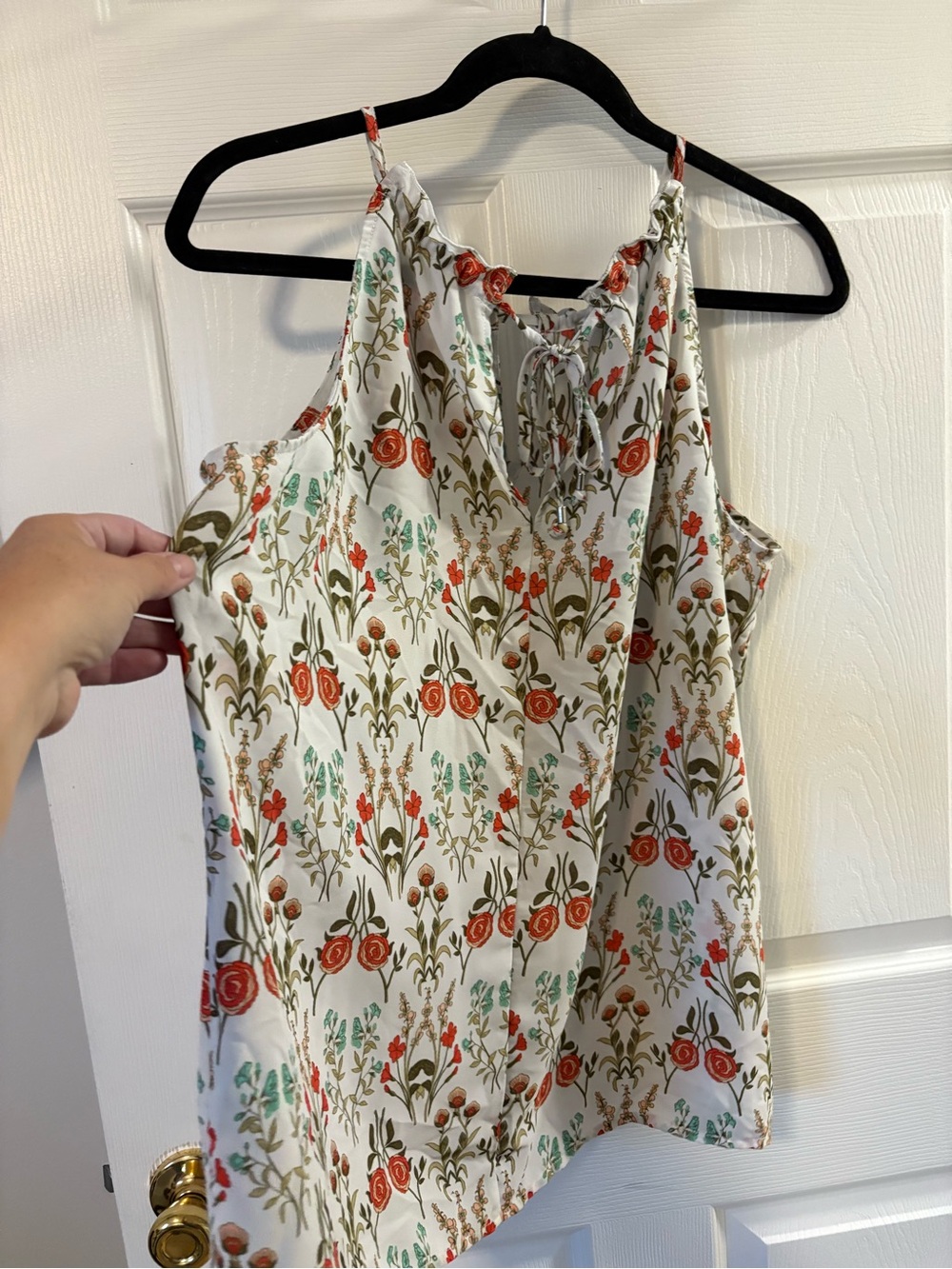 Floral White Circle Skirt with Orange & Green Print - Picture 5 of 5